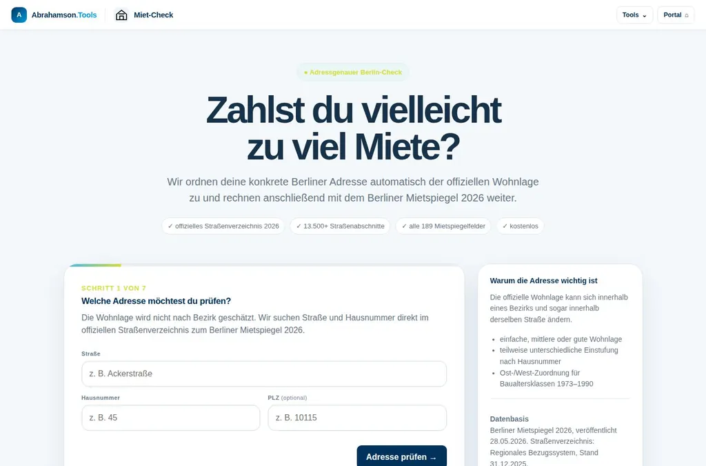 Original-Oberfläche: Miet-Check